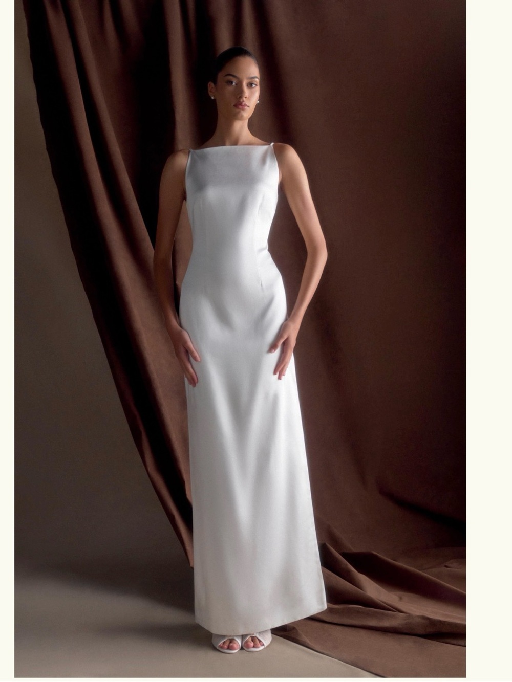 Meshki White Satin Maxi Dress